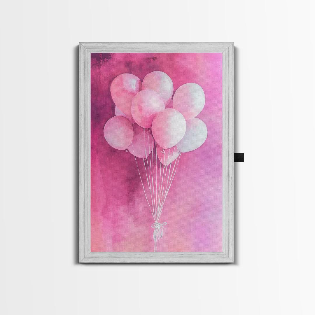 Pink Balloons Canvas Print, Whimsical Art, Pink Abstract Art, Party Wall Art, Light Pink Wall Art, Living Room Art, Artistic Decor, Gift Idea