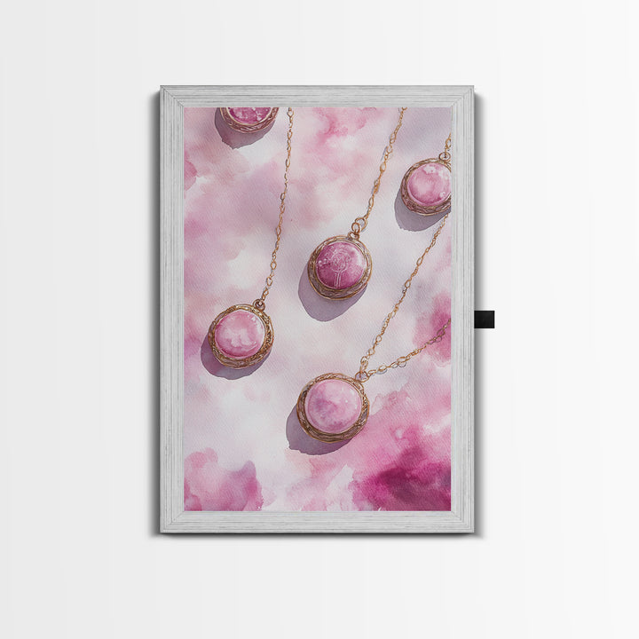 Abstract Pink Pendant Canvas Print Featuring Geometric Wall Art Light Pink Jewelry Artwork Great Gift Idea Minimalist Boho Decor