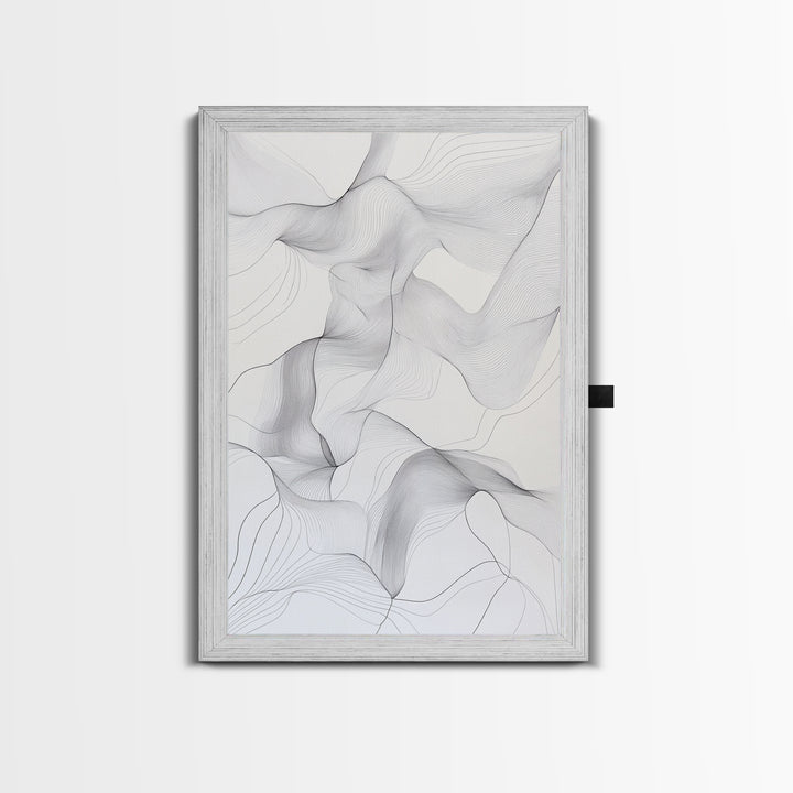 Black White Line Art Canvas Print Minimalist Geometric Wall Decor Modern Zen Artwork Above Couch Gift Idea Stylish Home Accent