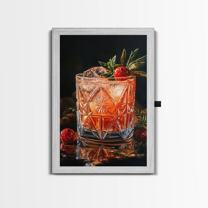 Cranberry Cocktail Canvas Print | Food Review Kitchen Art | Espresso Martini Wall Art | Rustic Kitchen Bar Decor Gift Idea Artwork