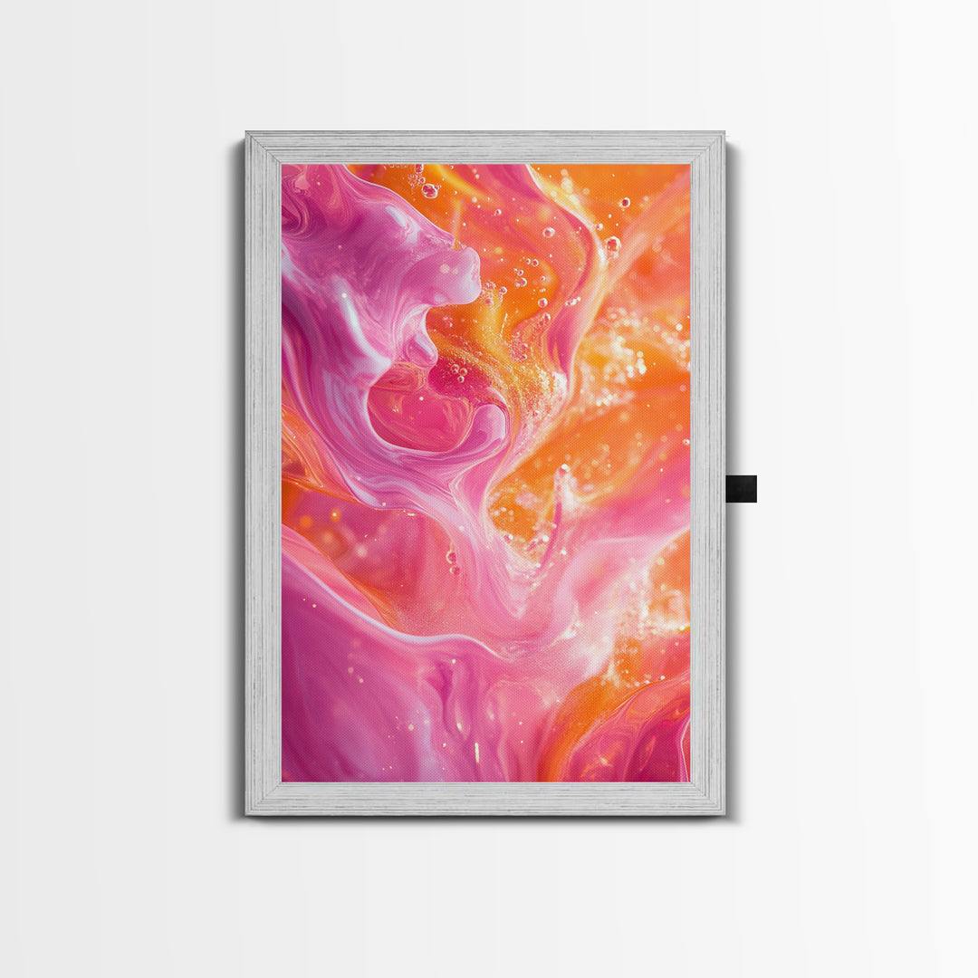 Abstract Pink Orange Canvas Print with Swirling Light Effects and Therapy Art for Modern Home Wall Decor, Ideal Gift Idea