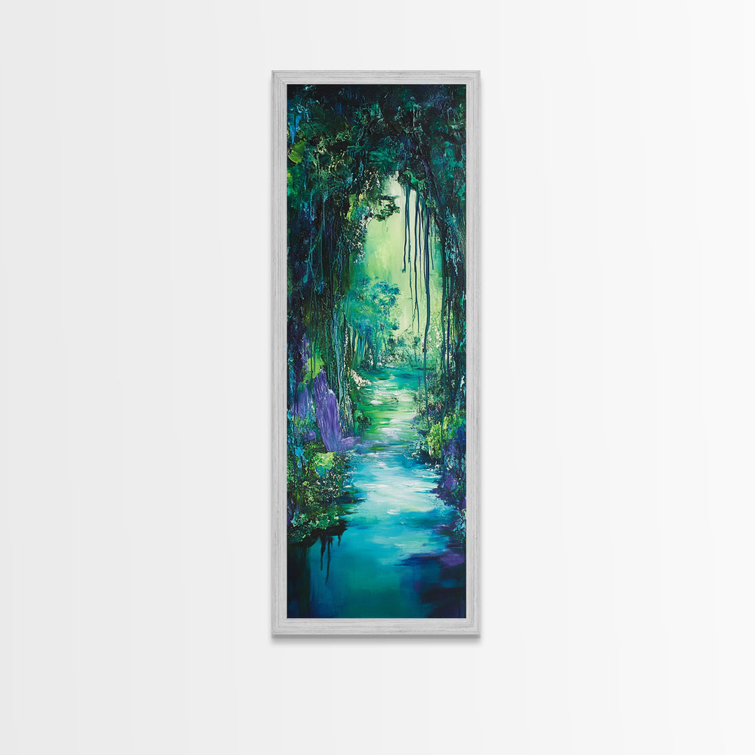 Mystical Forest, Wabi Sabi Art, Zen Wall Art, Forest at Dusk Painting, Tall Skinny Art, Moody Art, Extra Wide Art, Canvas Print