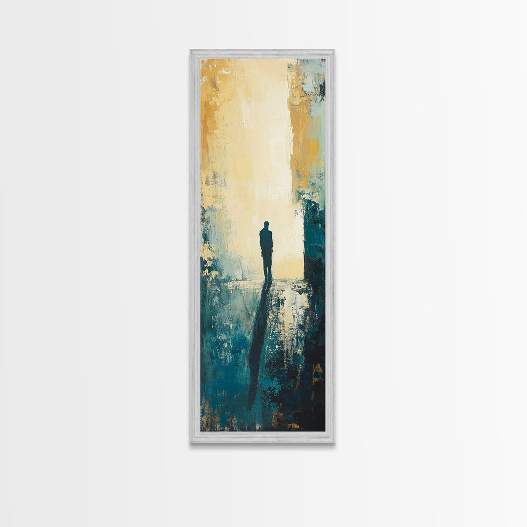 Lone Figure, Dark Romance Painting, Moody Art, Extra Wide Art, Wabi Sabi Art, Vintage Christmas, Framed Canvas Print