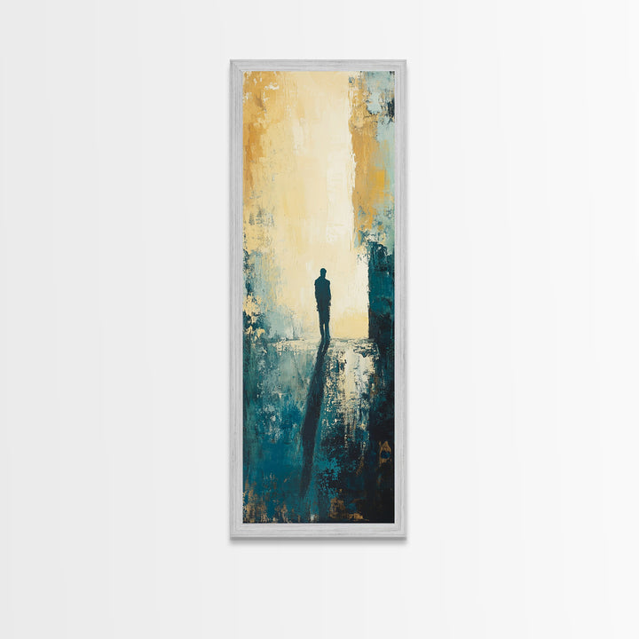 Lone Figure, Dark Romance Painting, Moody Art, Extra Wide Art, Wabi Sabi Art, Vintage Christmas, Framed Canvas Print