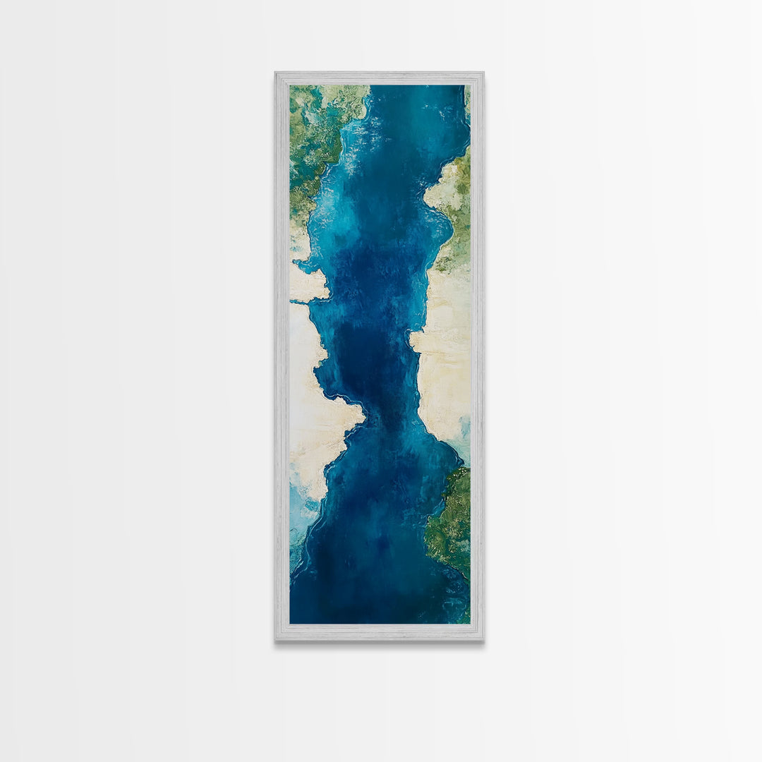 Ocean Map, Atlantic View, Nautical Wall Art, Coastal Landscape, Blue and Green Wall Art, Christmas, Canvas Print, Living Room Art