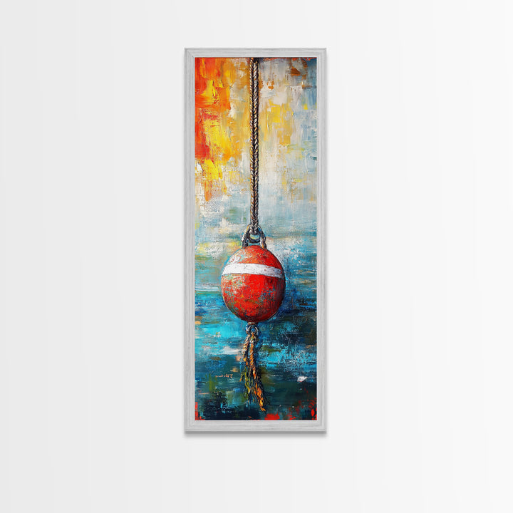 Nautical decor, rustic wall art, coastal wall art, ocean painting, maritime art, framed canvas print, tall skinny art, moody blue art