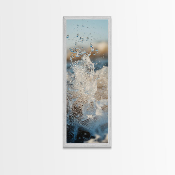 Ocean Splash, nautical wall art, seascape painting, surf wall art, blue and green wall art, coastal decor, Framed Canvas Print