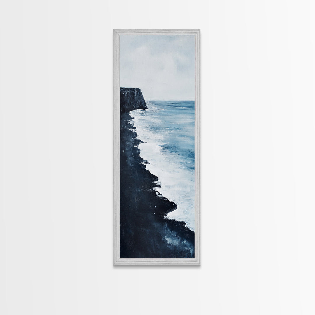 Coastal cliffs, Ireland painting, ocean wall art, seascape painting, nautical wall art, minimalist art, framed canvas print