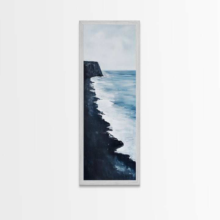 Coastal cliffs, Ireland painting, ocean wall art, seascape painting, nautical wall art, minimalist art, framed canvas print