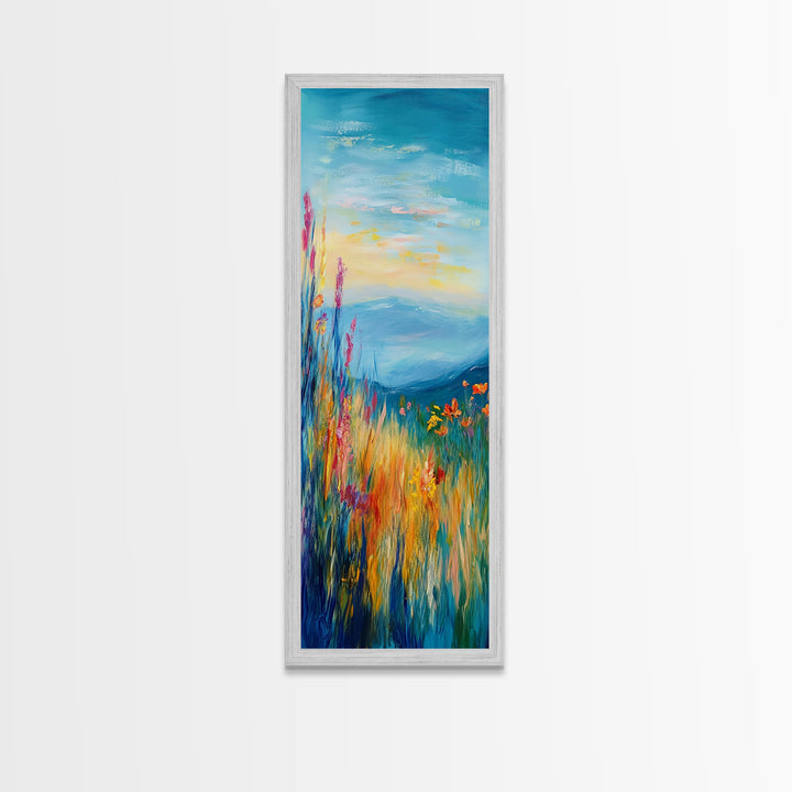Wildflower Hills, landscape painting, California poppy art, mountain painting, scenic artwork, nature wall art, bedroom art