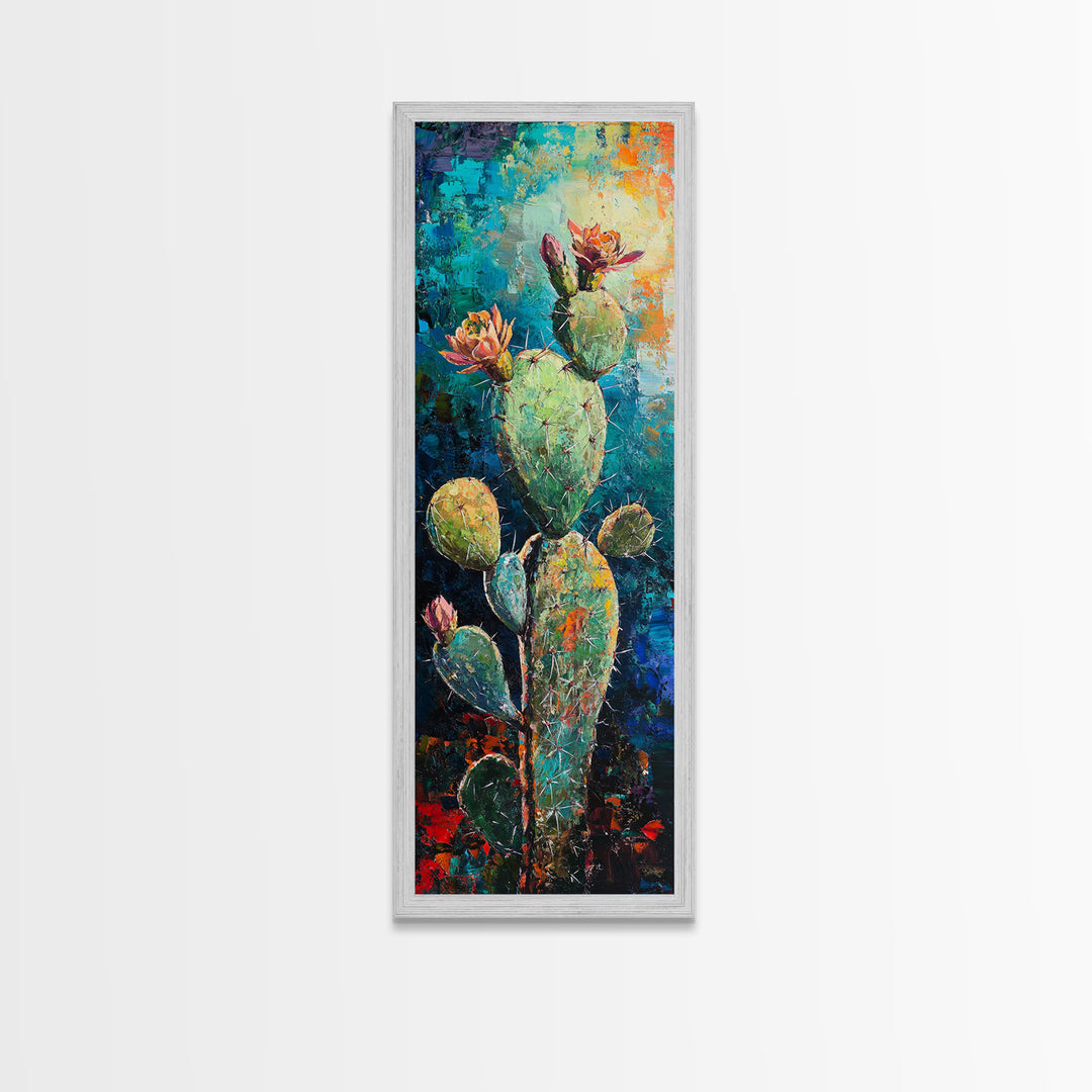 Blooming Cactus, agave painting, desert painting, southwest wall art, botanical prints, rustic wall art, floral artwork, Canvas Print