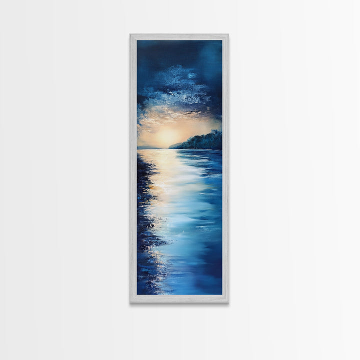 Sunset Over Water, Horizon Painting, Moody Art, Coastal Landscape Art, Guest Room Art, Nautical Decor, Canvas Print