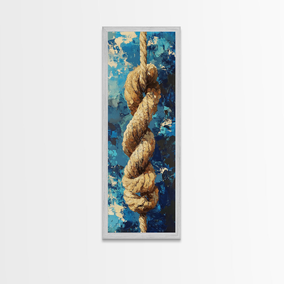 Nautical Rope, Blue Abstract, Textured Art, Framed Canvas Print, nautical decor, coastal wall art, rustic art, wabi sabi art