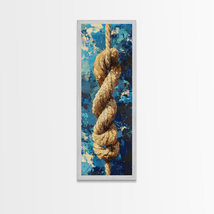 Nautical Rope, Blue Abstract, Textured Art, Framed Canvas Print, nautical decor, coastal wall art, rustic art, wabi sabi art
