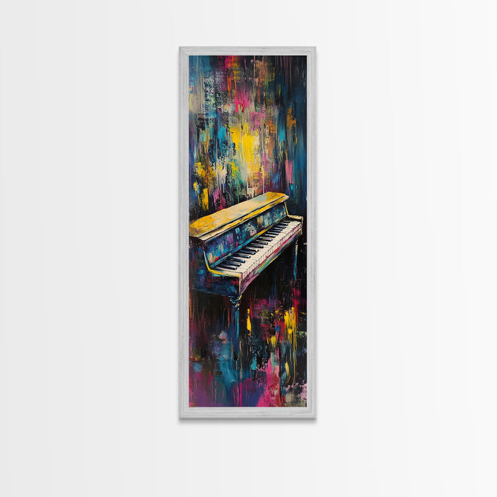 Abstract piano, music art, lofi art, moody art, framed canvas print, gift idea for her, dark romance painting, pink orange wall art