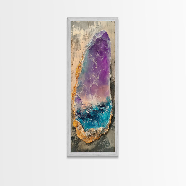 Amethyst Geode, gemstone painting, sacred geometry wall art, boho art, teal wall art, wabi sabi art, Canvas Print, zen wall art