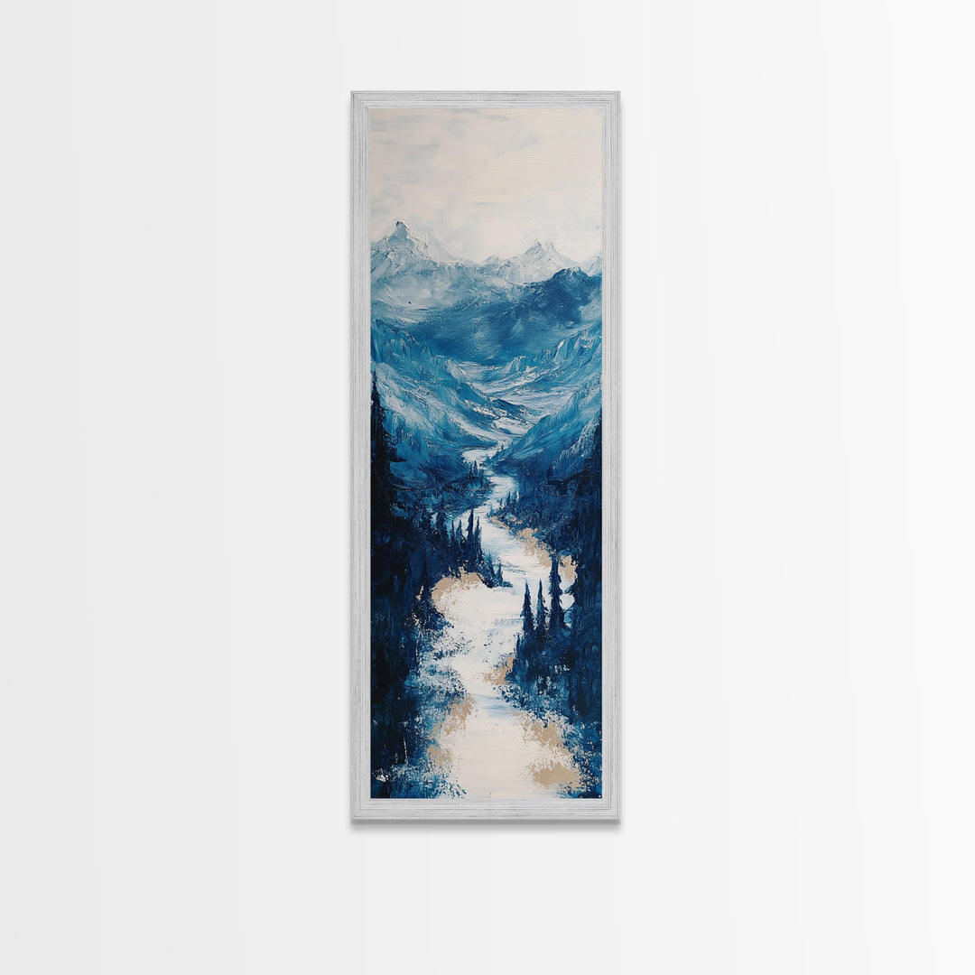 Blue Mountains, mountain painting, landscape painting, extra wide art, panoramic art, minimalist art, Canvas Print