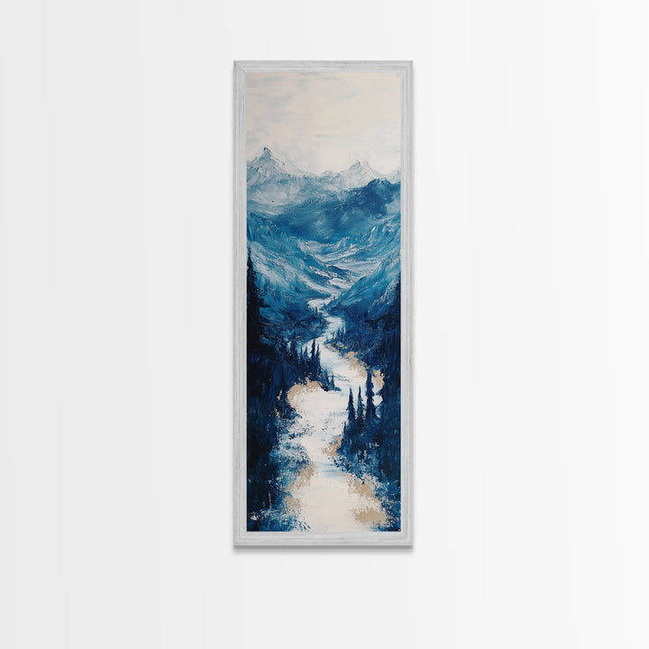 Blue Mountains, mountain painting, landscape painting, extra wide art, panoramic art, minimalist art, Canvas Print