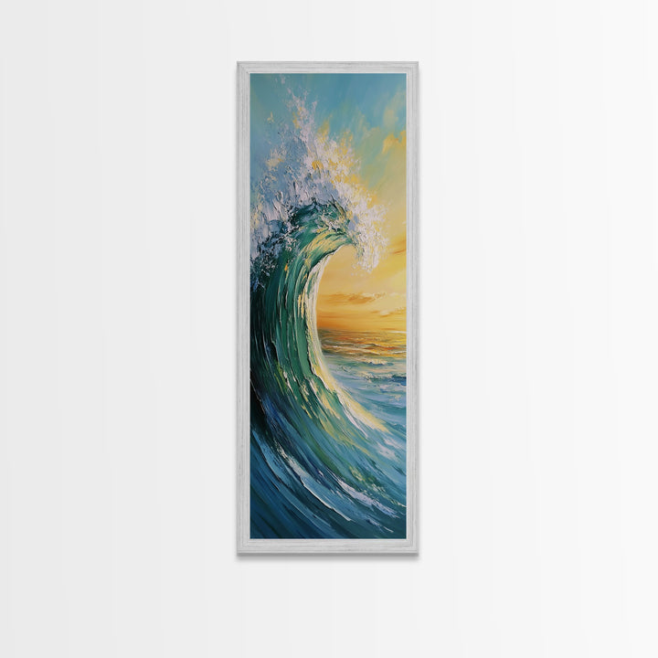 Ocean Wave, Seascape Painting, Framed Canvas Print, Coastal Landscape Art, Nautical Decor, Blue and Green Wall Art