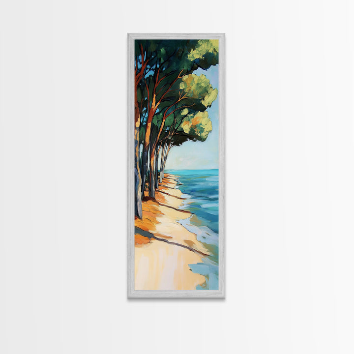 Beach Pines, coastal cowgirl wall art, coastal decor, nautical painting, ocean painting, framed canvas print, seascape painting