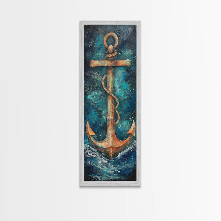 Anchor, Nautical Decor, Framed Canvas Print, nautical wall art, coastal decor, maritime art, rustic wall art, beach house decor, gift idea