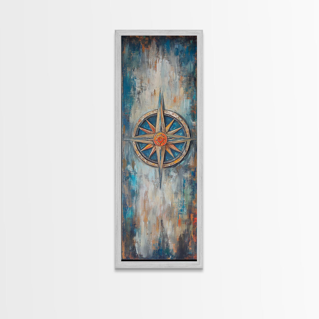 Compass, compass wall art, rustic wall art, nautical decor, farmhouse art, southwest wall art, gift idea for him, framed canvas print