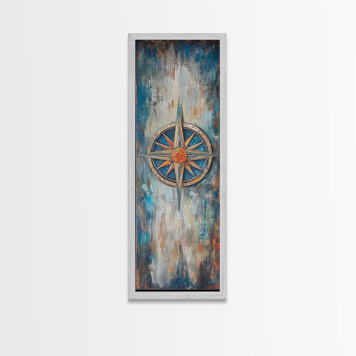 Compass, compass wall art, rustic wall art, nautical decor, farmhouse art, southwest wall art, gift idea for him, framed canvas print