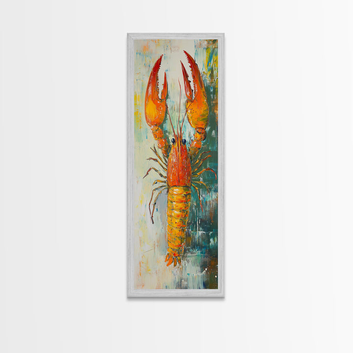 Crayfish Painting, Nautical Decor, Coastal Kitchen Art, Framed Canvas Print, Rustic Art, Seafood Wall Art, Original Painting