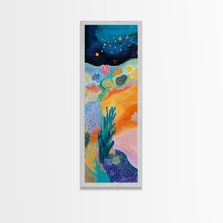 Vibrant Ocean, coastal decor, tropical wall art, octopus art, colorful beach painting, framed canvas print, nautical painting
