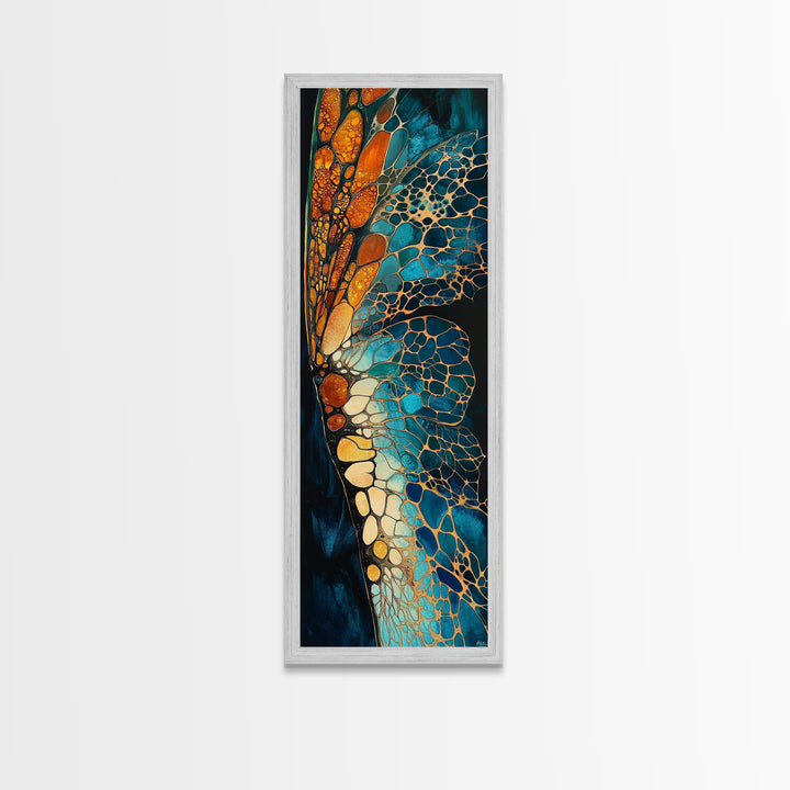 Butterfly wing, mosaic wall art, teal wall art, gemstone painting, sacred geometry wall art, framed canvas print, boho art