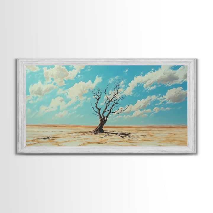 Desert Tree, Ozymandias Art, Joshua Tree Art, Southwest Wall Art, Blue and Green Wall Art, Gift Idea for Him, Framed Canvas Print, Rustic Art