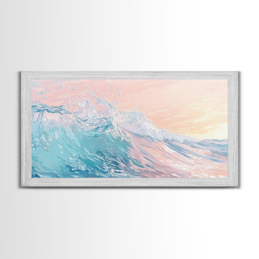 Ocean Wave Painting, Coastal Wall Art, Surf Wall Art, Nautical Decor, Framed Canvas Print, Seascape Painting, Extra Wide Art