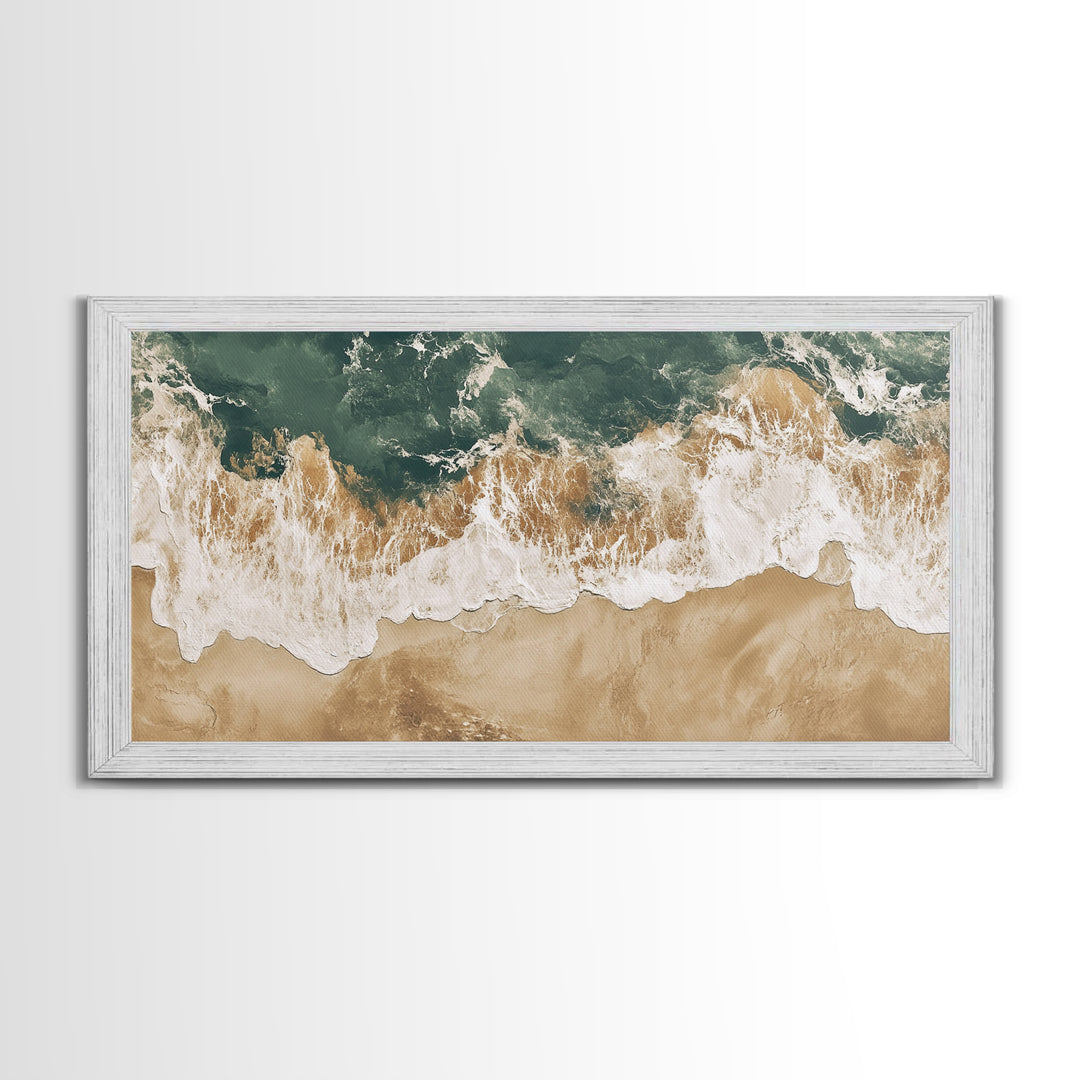Ocean Wave Print, Nautical Wall Art, Beach House Art, Framed Canvas Print, Horizontal Wall Art, Living Room Art, Surf Wall Art