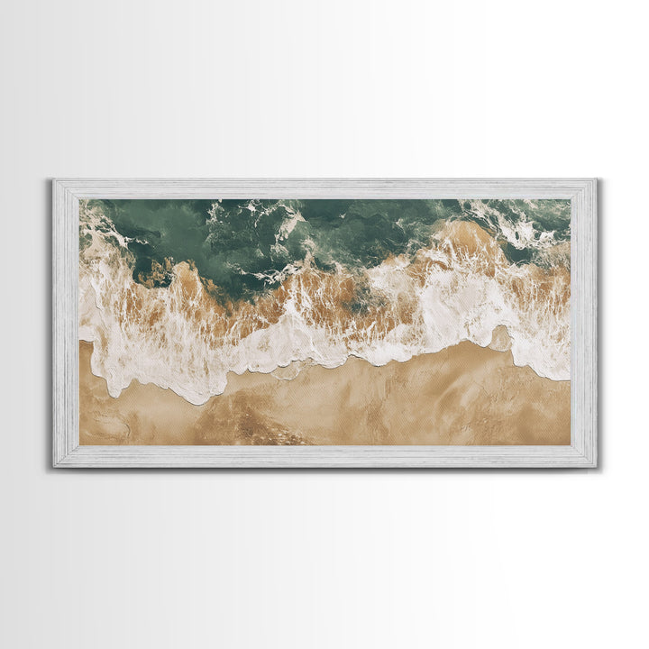 Ocean Wave Print, Nautical Wall Art, Beach House Art, Framed Canvas Print, Horizontal Wall Art, Living Room Art, Surf Wall Art