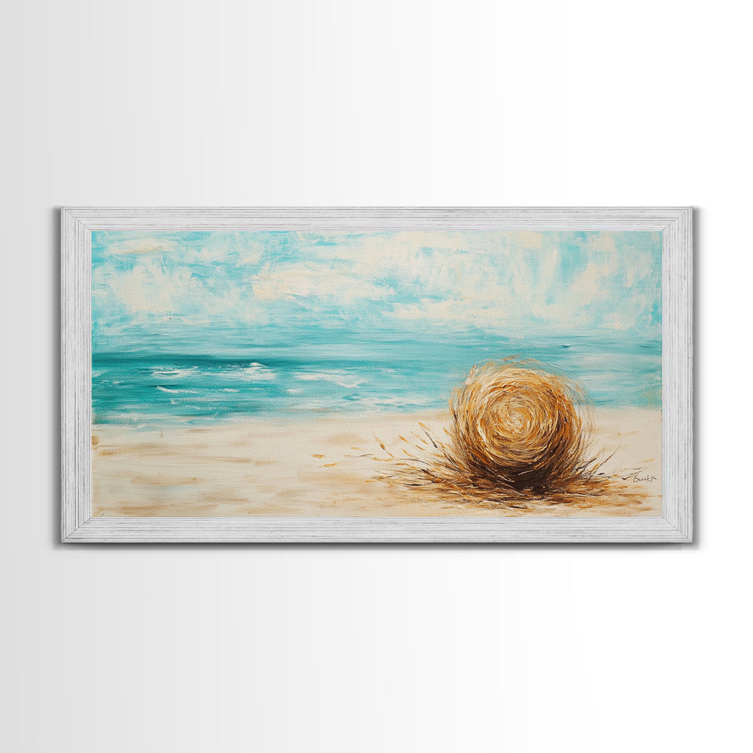 Beach Grass, coastal wall art, farmhouse decor, nautical painting, seascape painting, framed canvas print, panoramic art