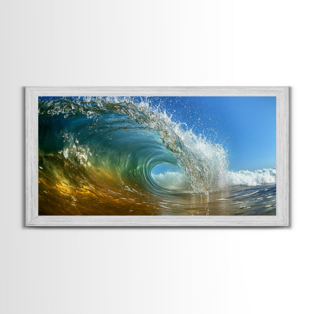 Barrel Wave, Surfing Photography, Panoramic Art, Canvas Print, Coastal Decor, Nautical Painting, Beach Wall Art, Surf Wall Art