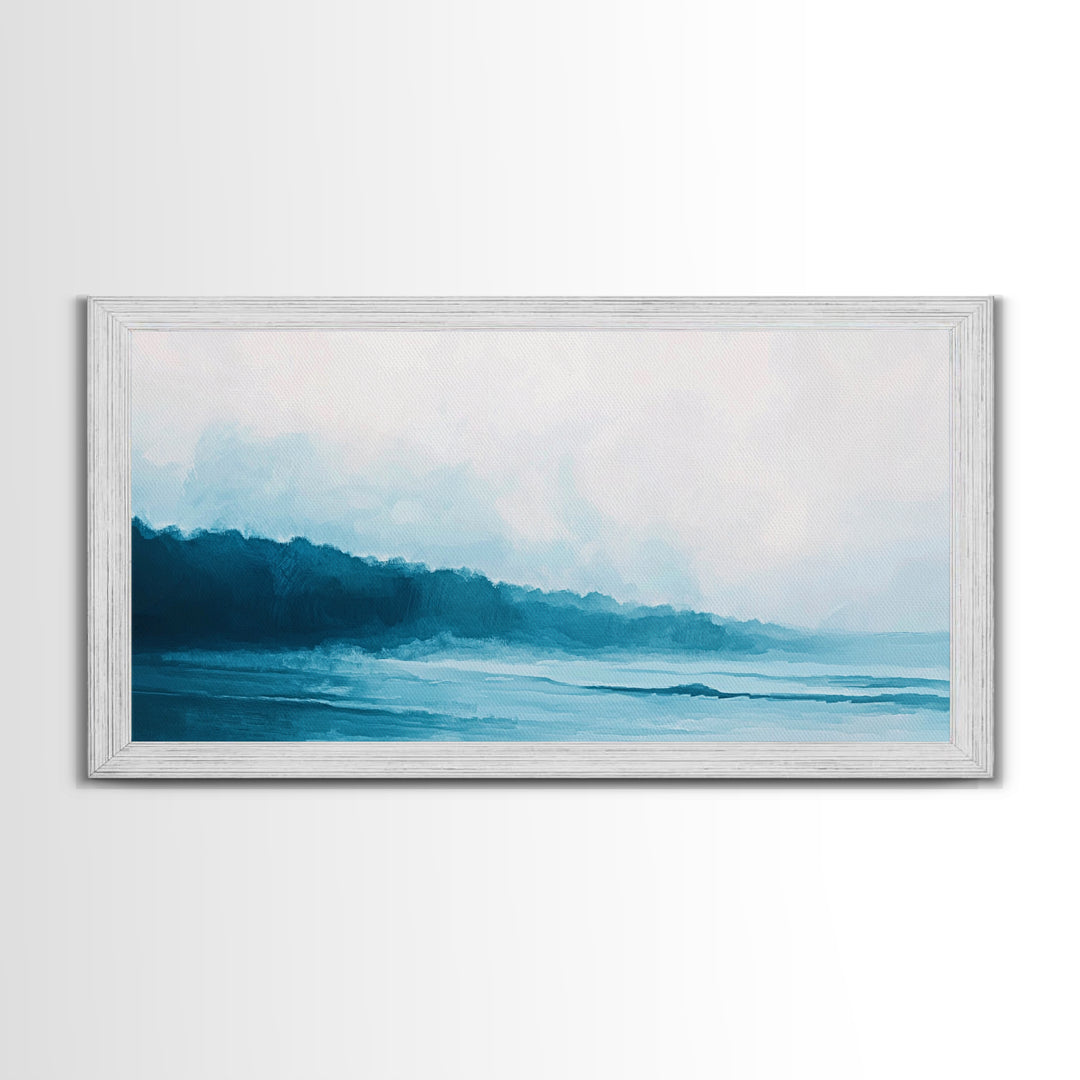 Coastal landscape art, panoramic art, framed canvas print, extra wide art, minimalist art, nautical wall art, seascape painting