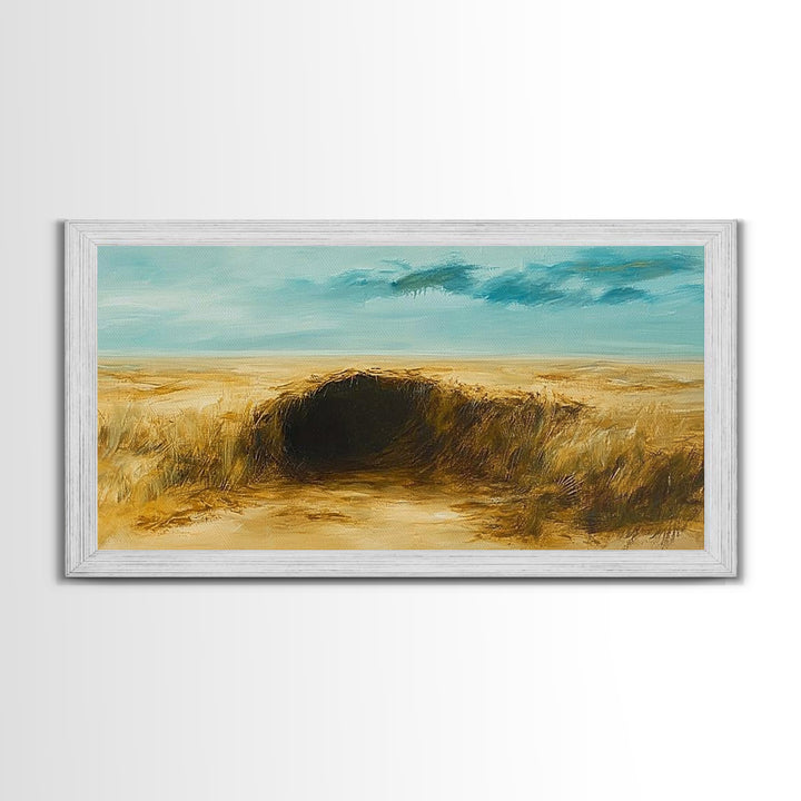 Desert Landscape, Ozymandias art, rustic wall art, above sofa art, extra wide art, panoramic painting, Canvas Print