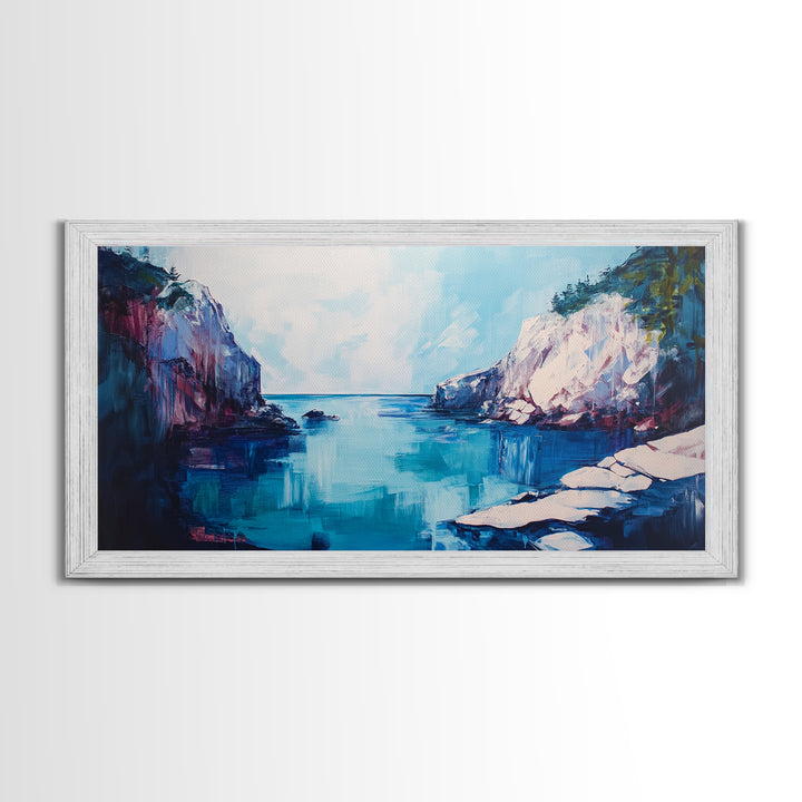 Ocean Cliffs, Seascape Painting, Nautical Decor, Coastal Landscape Art, Above Couch Art, Bedroom Art, Canvas Print, Gift Idea