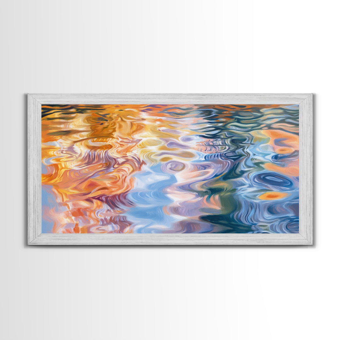 Abstract Water, Nautical Wall Art, Blue and Green Wall Art, Panoramic Painting, Extra Wide Art, Canvas Print, Living Room Art