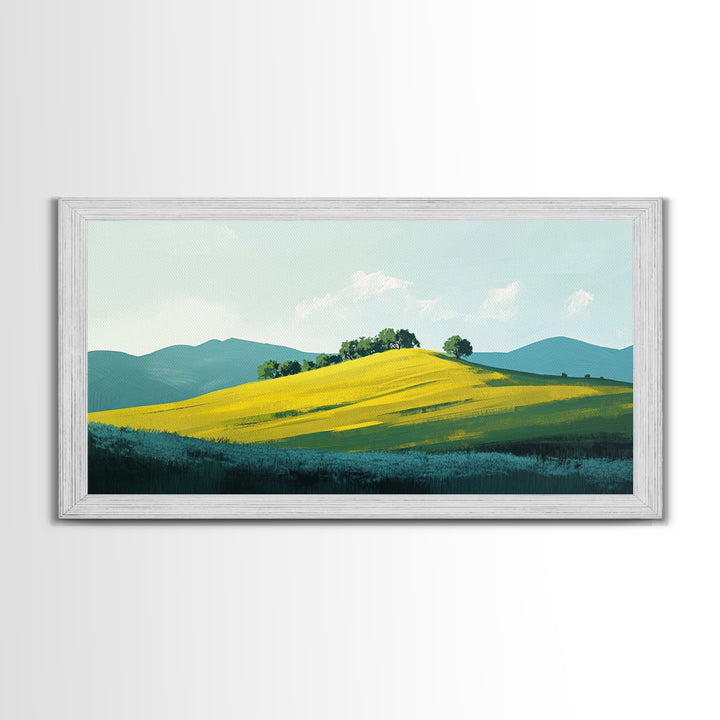 Rolling Hills Landscape, mountain painting, green wall art, countryside art, above couch art, farmhouse art, Canvas Print