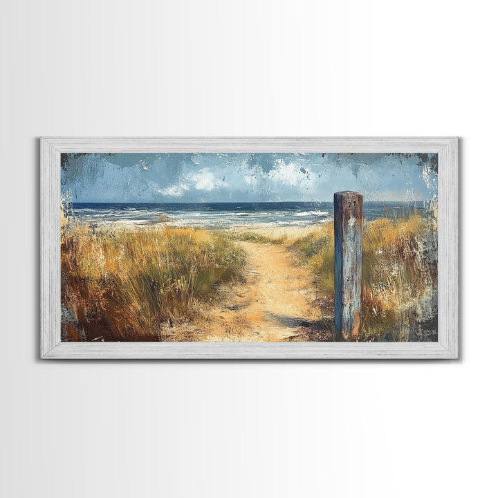 Coastal Pathway, coastal landscape art, nautical decor, seascape painting, coastal painting, beach house decor, Canvas Print