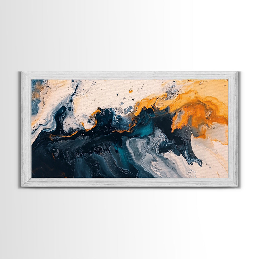 Abstract Ocean, Framed Canvas Print, coastal wall art, wabi sabi wall art, extra wide painting, contemporary abstract