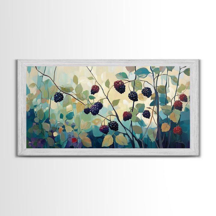 Blackberry, summer berries, Canvas Print, botanical prints, fruit of the spirit wall art, wildflower painting, kitchen art