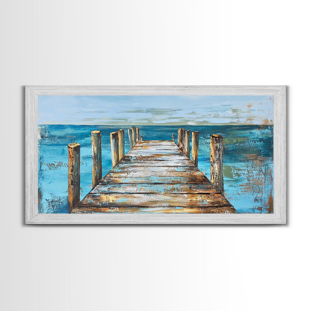 Dock Over Water, Coastal Landscape, Nautical Wall Art, Canvas Print, Lake Tahoe Art, Rustic Wall Art, Coastal Decor, Panoramic Art