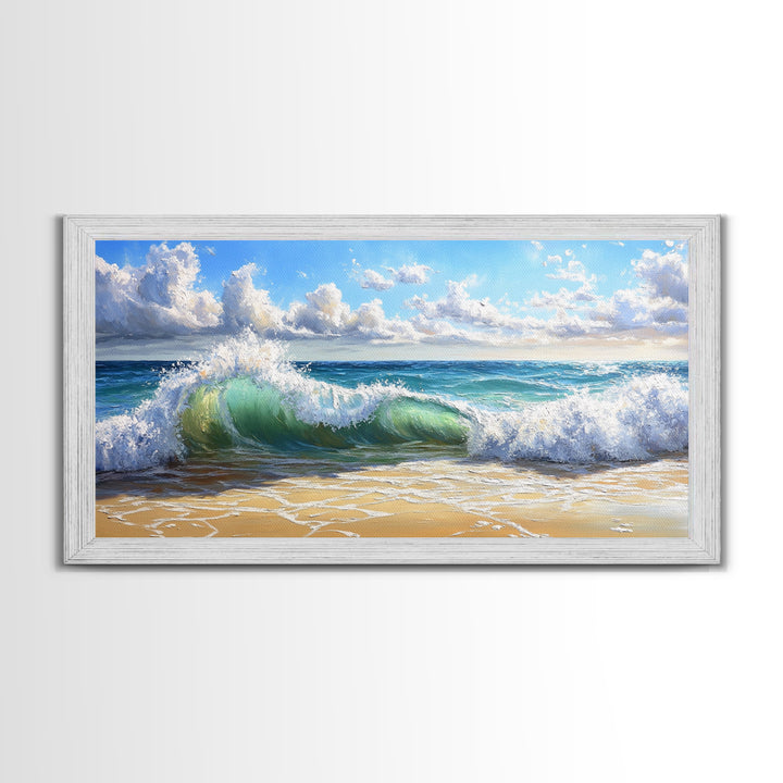 Beach Wave Painting, Coastal Landscape Art, Ocean Wall Art, Surf Wall Art, Nautical Decor, Seascape Art, Horizontal Wall Art, Canvas Print
