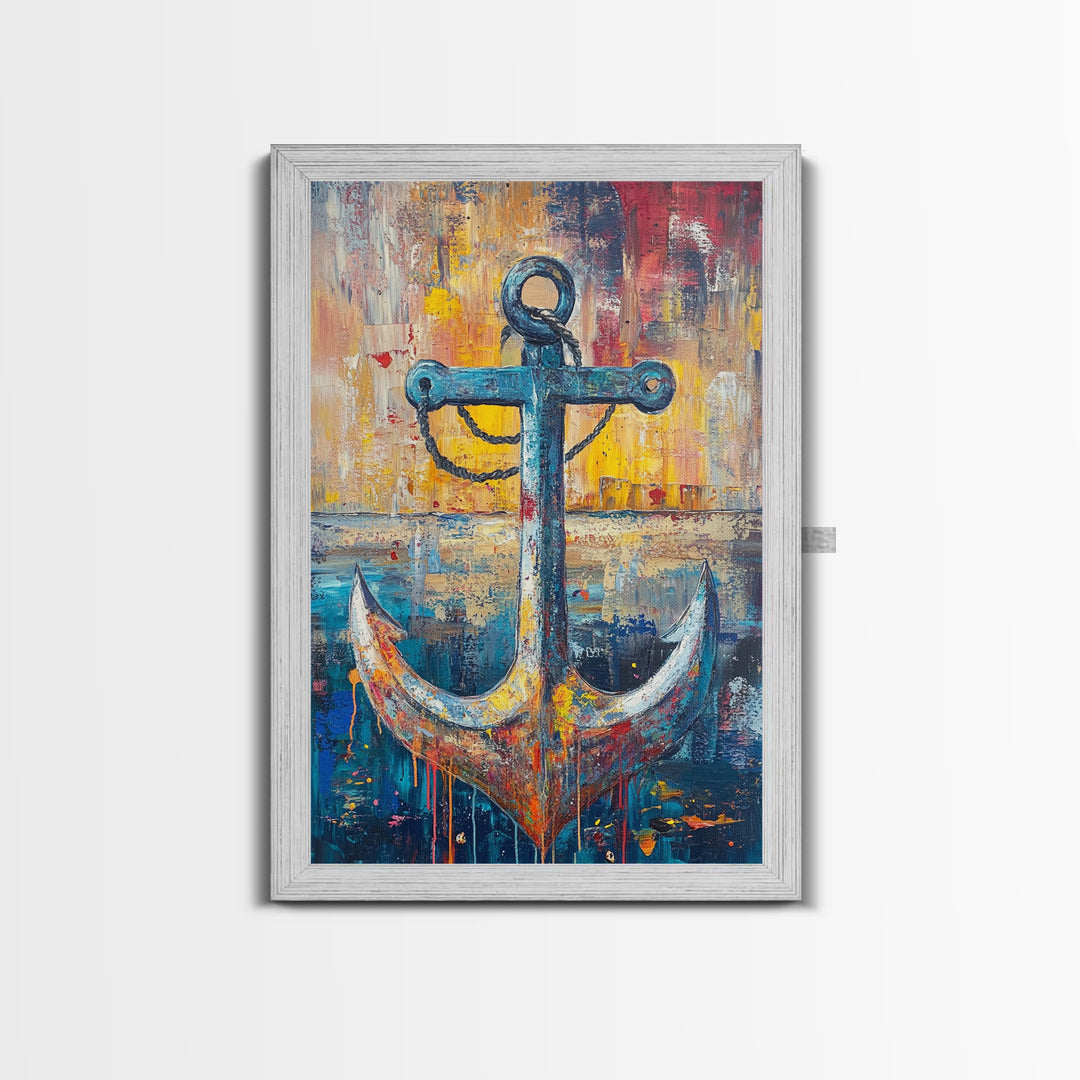 Nautical Anchor, Coastal Wall Art, Rustic Ocean Painting, Nautical Decor, Coastal Cowgirl Wall Art, Canvas Print, Gift Idea