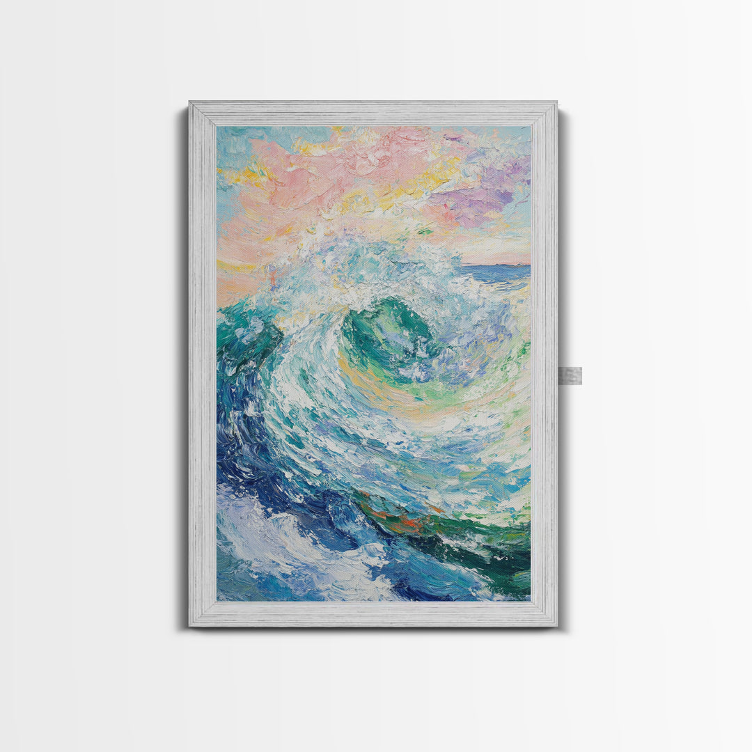 Ocean Wave Painting, Surf Wall Art, Coastal Cowgirl Wall Art, Seascape Painting, Canvas Print, Nautical Decor, Beach House Art