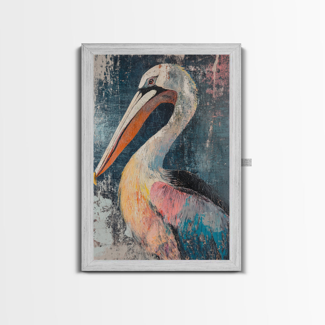 Pelican Portrait, bird art, coastal decor, nautical wall art, beach house painting, wildlife painting, rustic art, canvas print