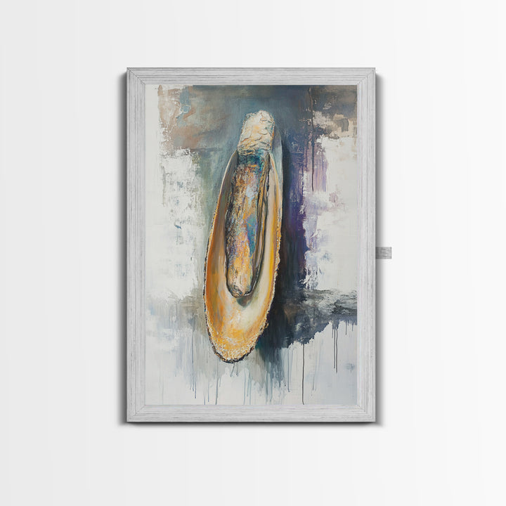 Abstract Oyster, oyster painting, oyster shell painting, coastal wall art, wabi sabi art, neutral wall art, canvas print, home decor